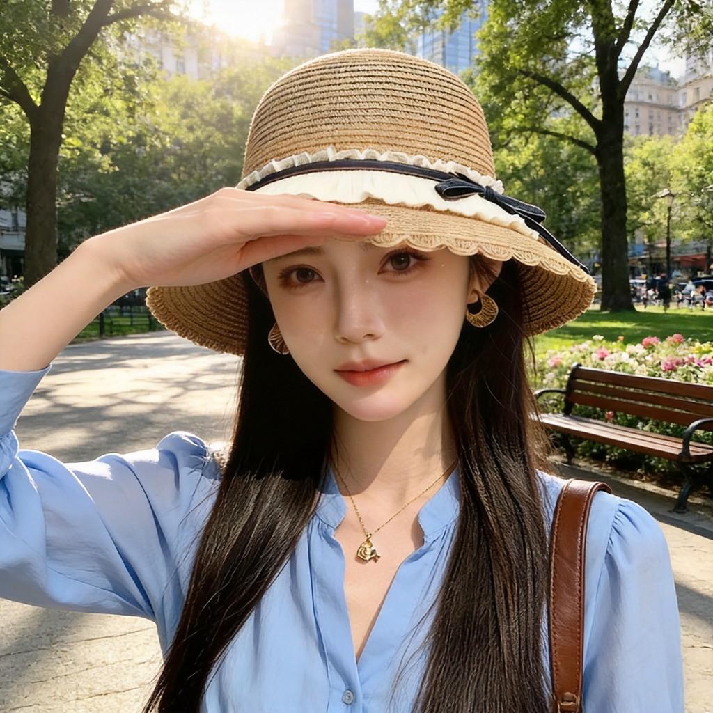 Butterfly Bow Sun Hat For Beach Vacation With Wide Brim And Breathable Material