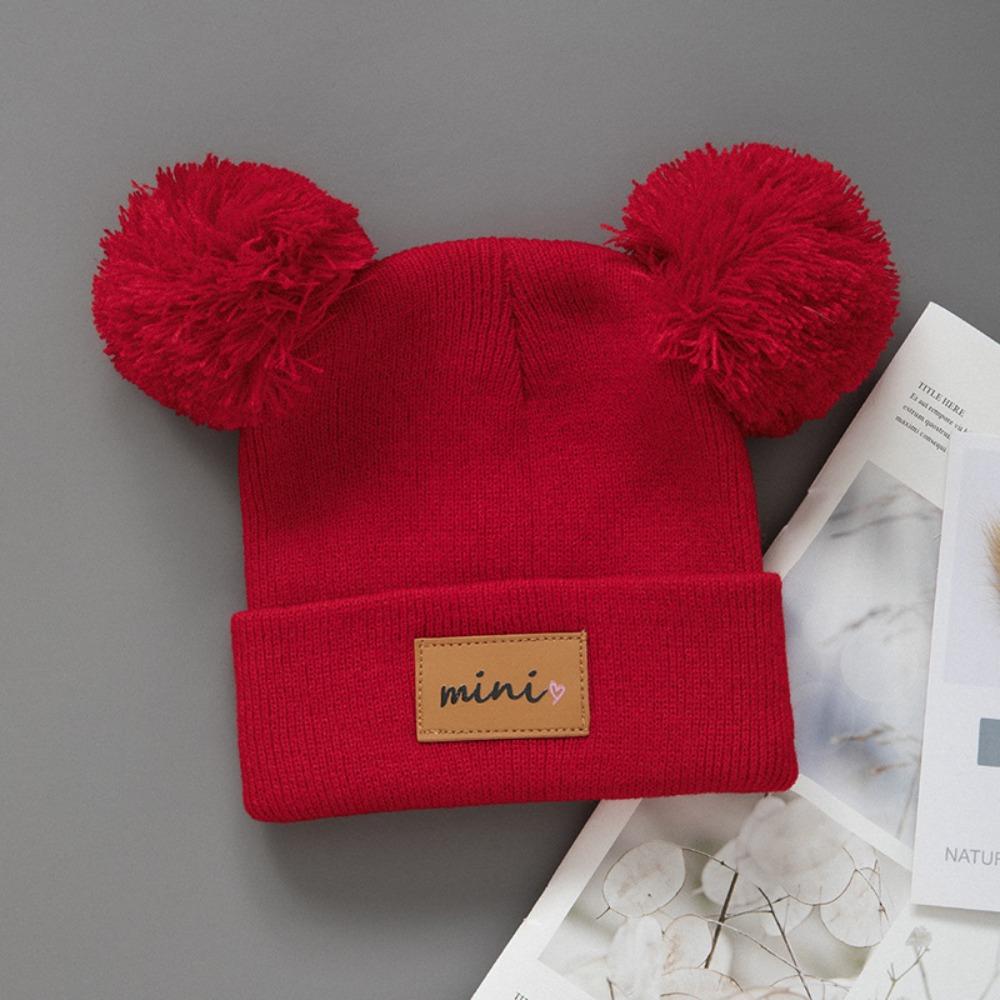 Winddichte Baby-Mützen 0-3 Jahre Säuglingsmütze Doppelbommel Wintermützen Herbst Winter