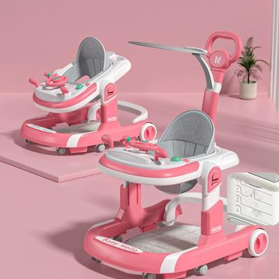 New 4 In 1 Baby Infant Walker Toddler Baby Push Walker Removable Feeding Tray And Music Tray Foldable Walker Child Handcart