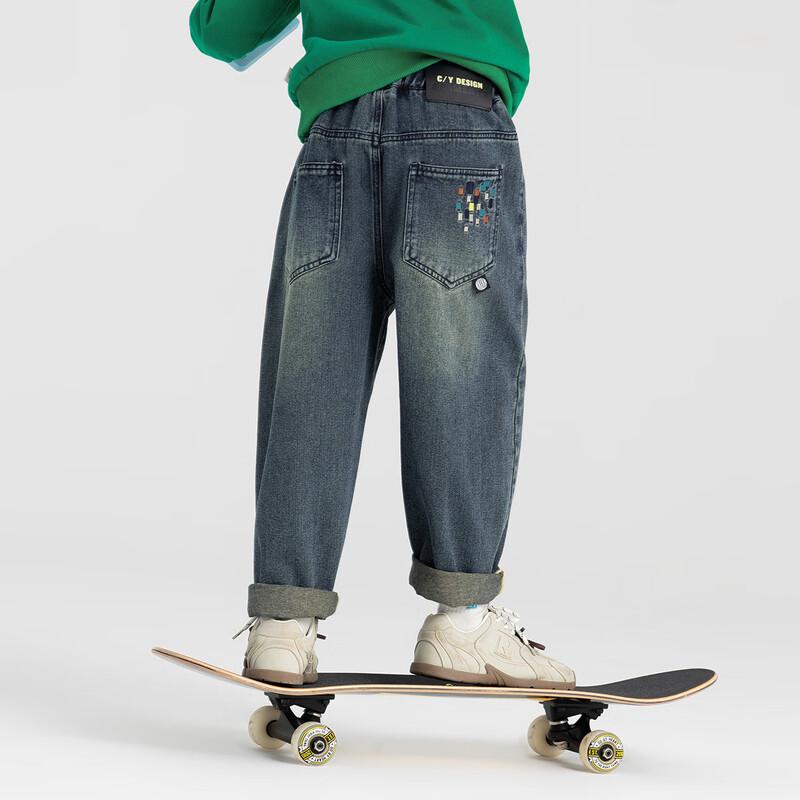 Boys' Retro Loose Fit Washed Denim Jeans