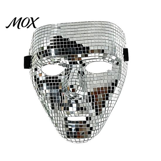 Comfortable Mirror Mosaic Mask Halloween Disco Ball Mask, Breathable Masquerade, Shiny Effect Glitter Party Costume for Dance Performance, Club Night серебряный