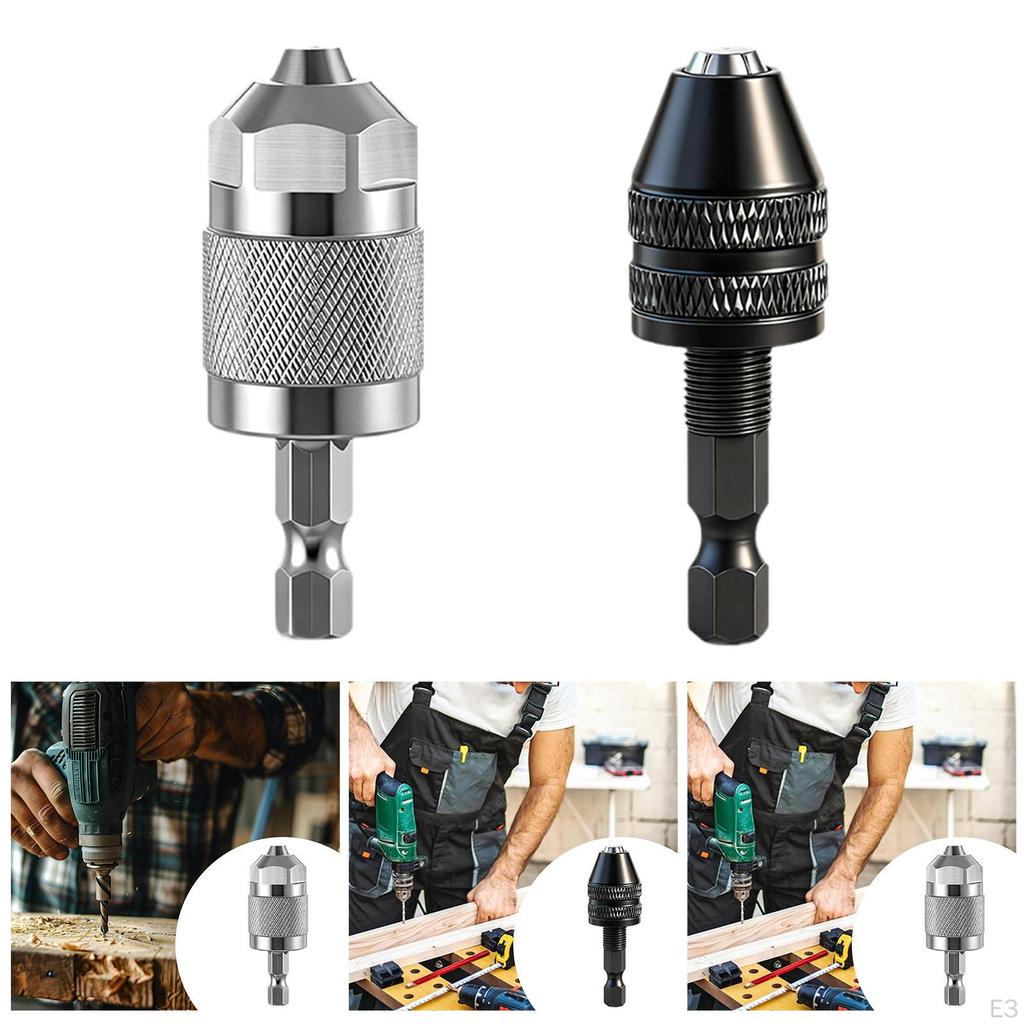 3 Jaw Keyless Chuck Hex Shank Three Aluminum Alloy Screwdriver Adapter Converter