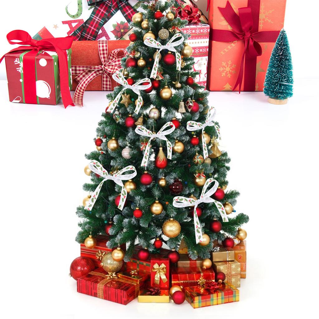 1 Roll Christmas Decorative Ribbon Premium Polyester Printing for Gift Wrapping Tree Decoration Xmas Ribbon Roll