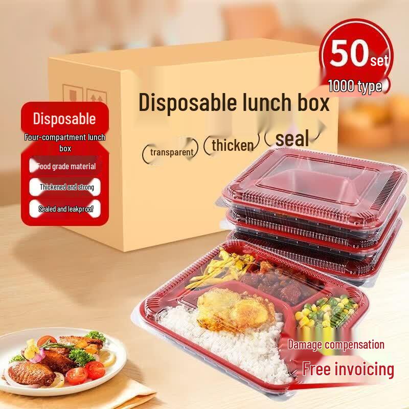 Disposable Plastic Divided Lunch Boxes with Lids