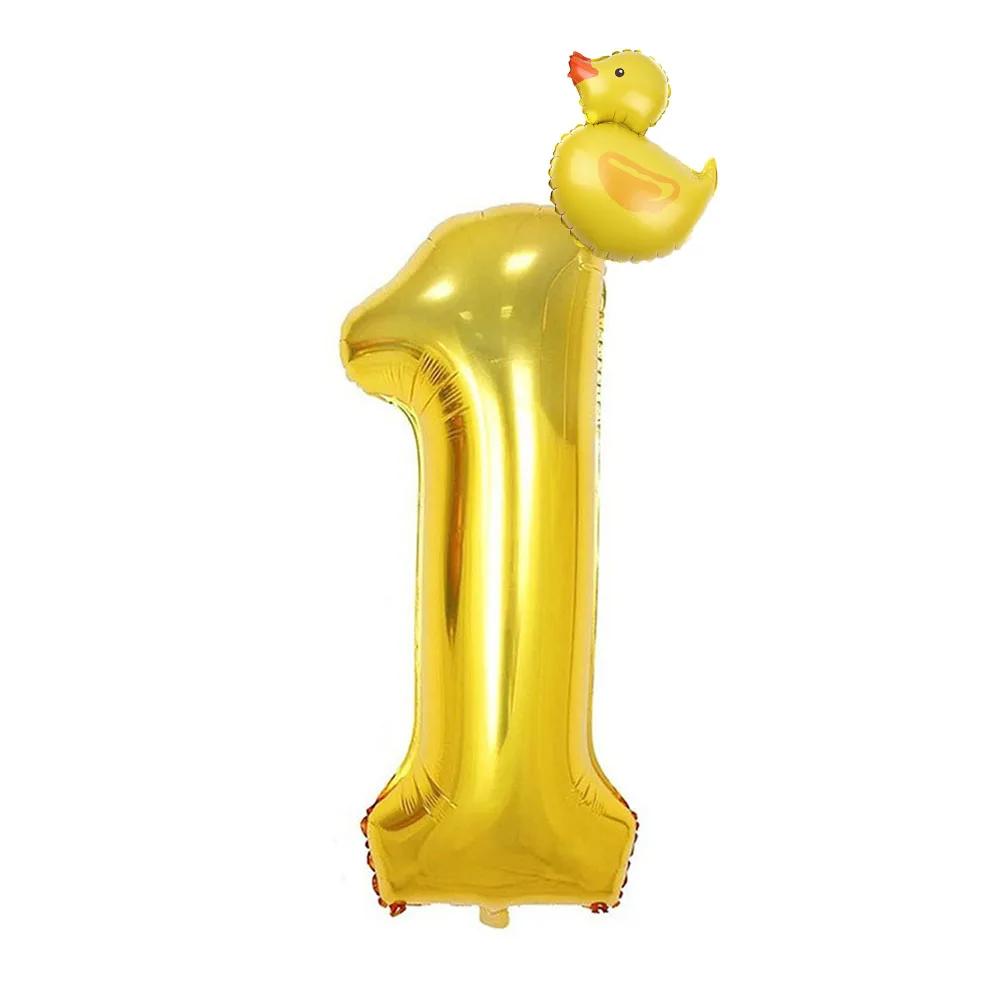 

2Pcs Mini Duck Shape Foil Balloons Set Golden 40inch Number Balloon 0-9 Kids Birthday Party Deco Baby Shower Air Globos Gifts 40inch