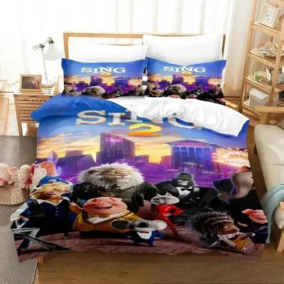 3D-Druck Cartoon Sing 2 Bettwäsche-Set Bettbezug Bett-Set Steppdeckenbezug Kissenbezug Bettdecke King Queen Size Jungen Erwachsenen Bettwäsche-Set