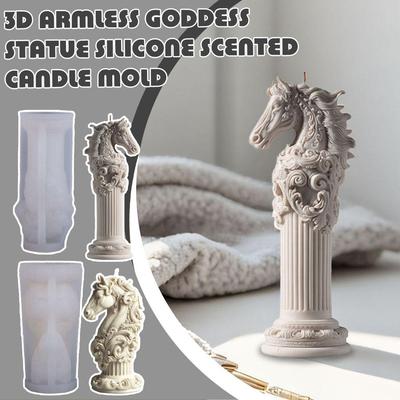 3D Armlose Göttin Statue Silikon Duftkerzenform Relief Wolke Blume Ranke Pferd Gips Harzform Handgefertigt DIY Heimdeko