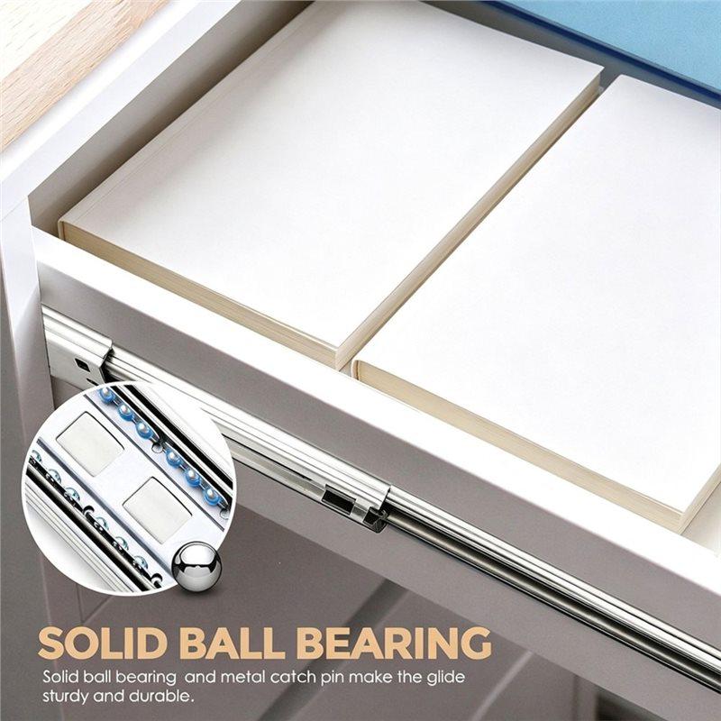 J1UL1N Silver Soft Close Drawer Slides 14 Inch, 2 Pairs Heavy Duty Full Extension Ball Bearing Side Mount Tracks