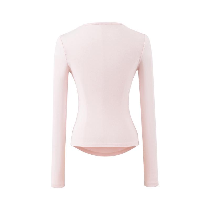 Korean Design Twist Neck Cutout Slim Fit Long Sleeve T-shirt for Women - 2026 Spring Collection