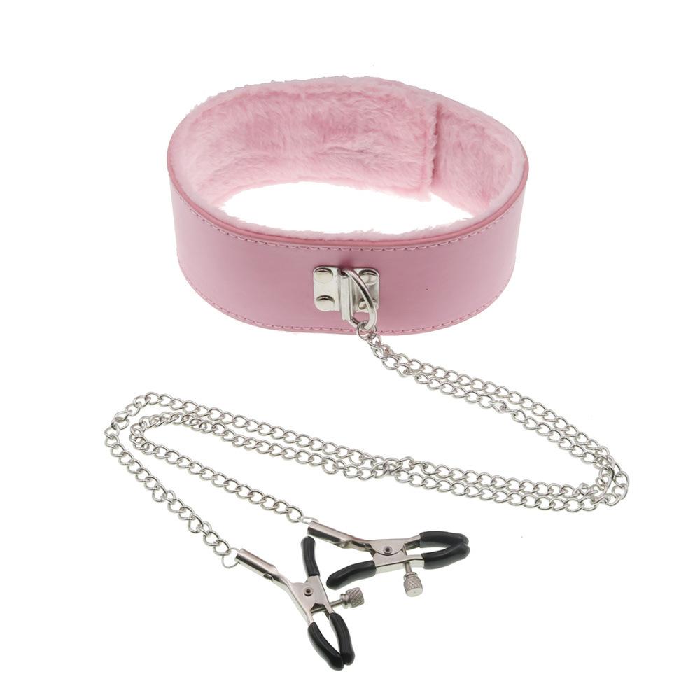 Plush Collar Nipple Clamp Chain Sex Toys Sex Tools for Women Wear Adult Love Aid Toys for Training