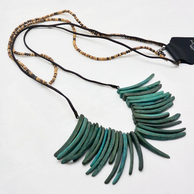 

Экспортное Украшение Популярный Модный Тренд Длинная Шапка Двухслойная Кисточка Деревянное Женское Ожерелье Green