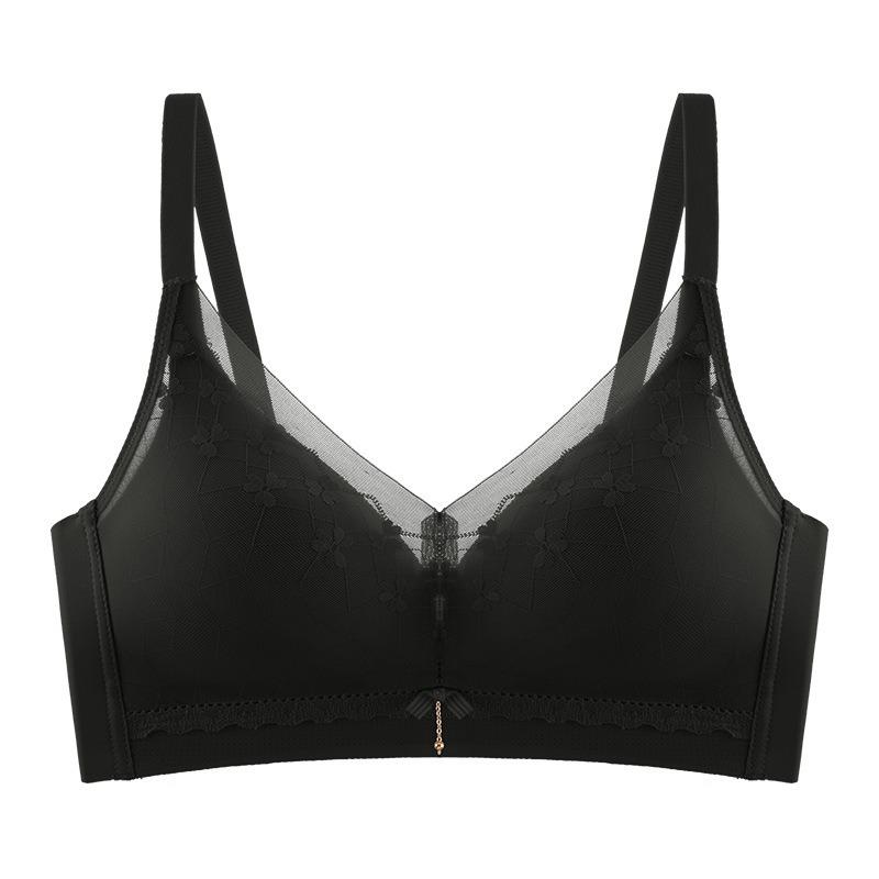 Seamless Lace Women Bra Thin Cup Small Chest Gathering Breathable Invisible Side Support