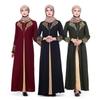 Kvinner Muslim Elegant Dress Abaya Dubai Kaftan Muslim Flowers Stamping Dress Langermet løs kjole