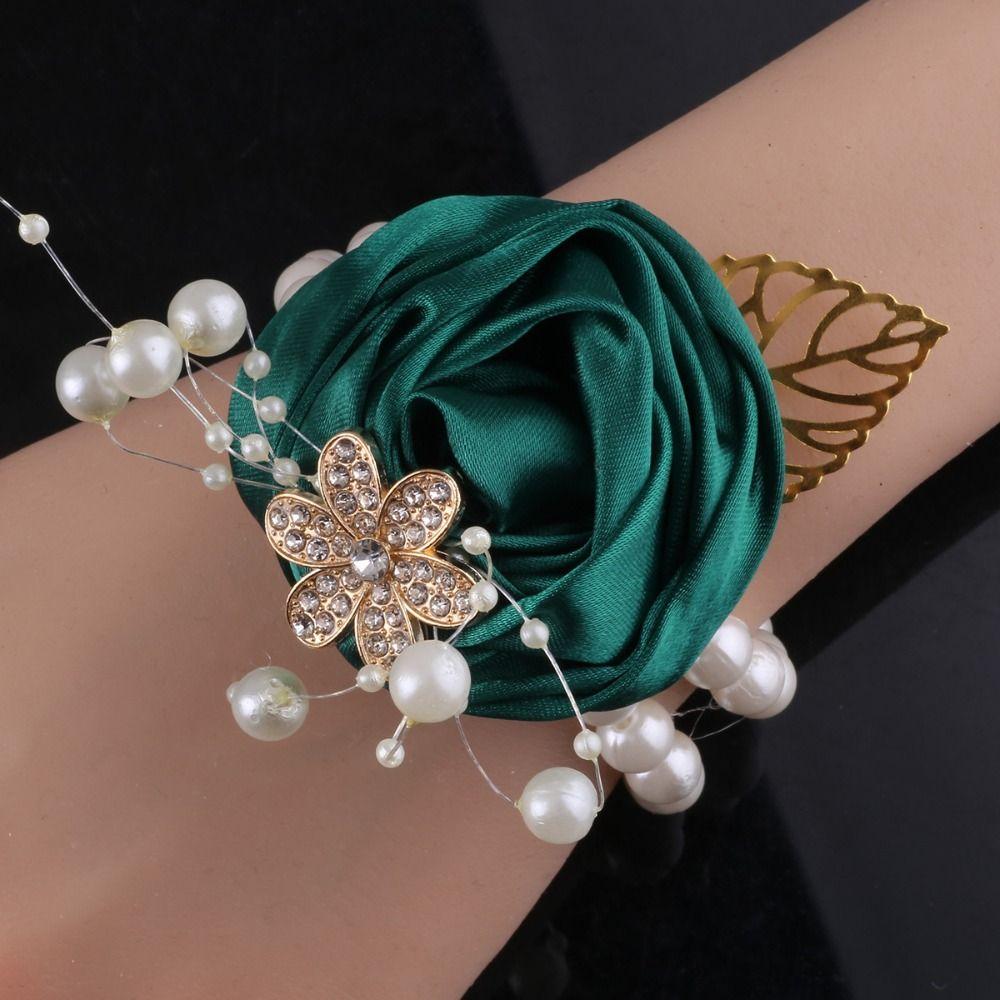Artificial Rose Wrist Corsage Ribbon Wedding Flower Bracelet Bridesmaid Wrist Flowers Girls