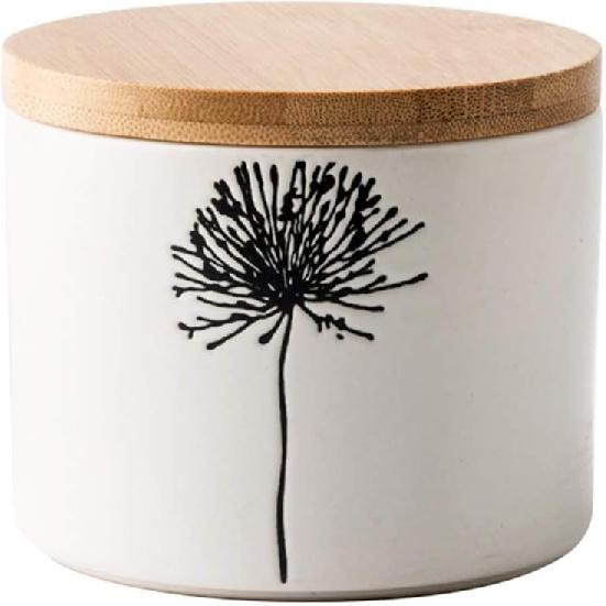 Керамическая ретро сахарница в форме цветка, банка для специй, горшок для хранения с деревянной крышкой