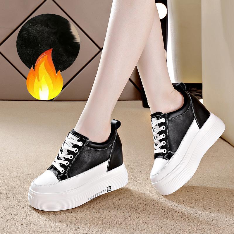 Frühling und Sommer neue flache Keilabsatz Höhe Erhöhung innerhalb cm lässige Plateau-Weiße Schuhe Dameneinzelschuhe