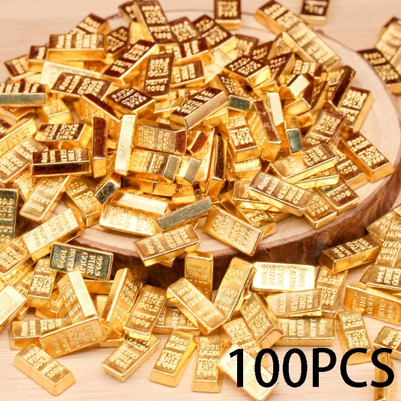 50/100pcs Ultra-Realistic Mini Gold Bars Simulated Gold Ingots Model Sets DIY Ornament Accessories Solid Material