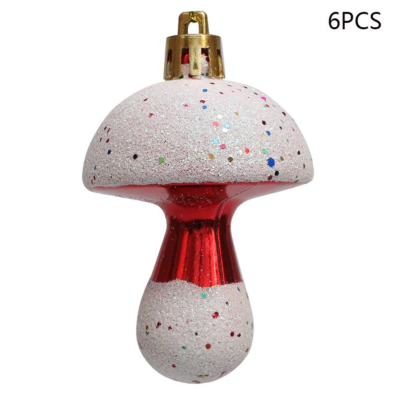 6Pcs Painted Mushroom Xmas Festival Decoration Window Christmas Tree Hanging Ornament