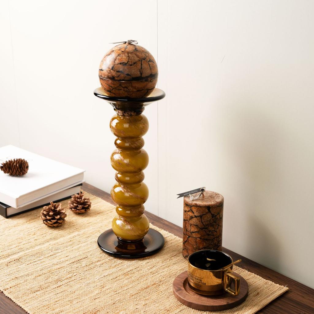 Glass Candlestick Geometric Pebbles Candle Holder Candelabros Decorativos Wedding Centerpieces Decoration