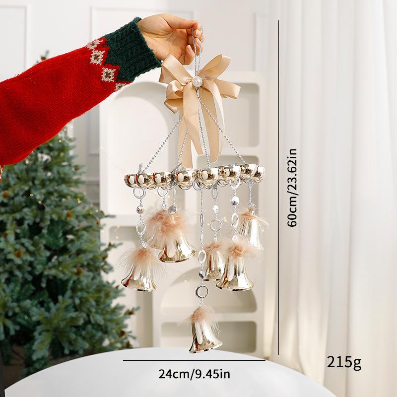 1pc Christmas Bell Pendants Christmas Atmosphere Decorations Door Hangers Bows Wind Chimes Christmas Tree Ornaments