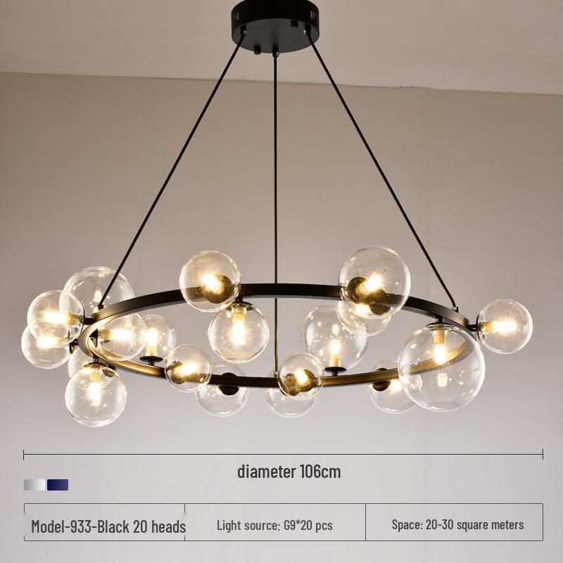 Nordic Modern Minimalist Magic Bean Art Glass Chandelier for Restaurant, Bedroom, or Showroom