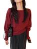 Women's Khaki One-Shoulder Lantern Sleeve Knit Sweater - 2026 Autumn Collection