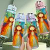 1PC Colorful Angel Painting 750ml Color Plastic Sports Water Bottle Leakproof Flip Straw Lid Suitable for Sports Office Home Use
