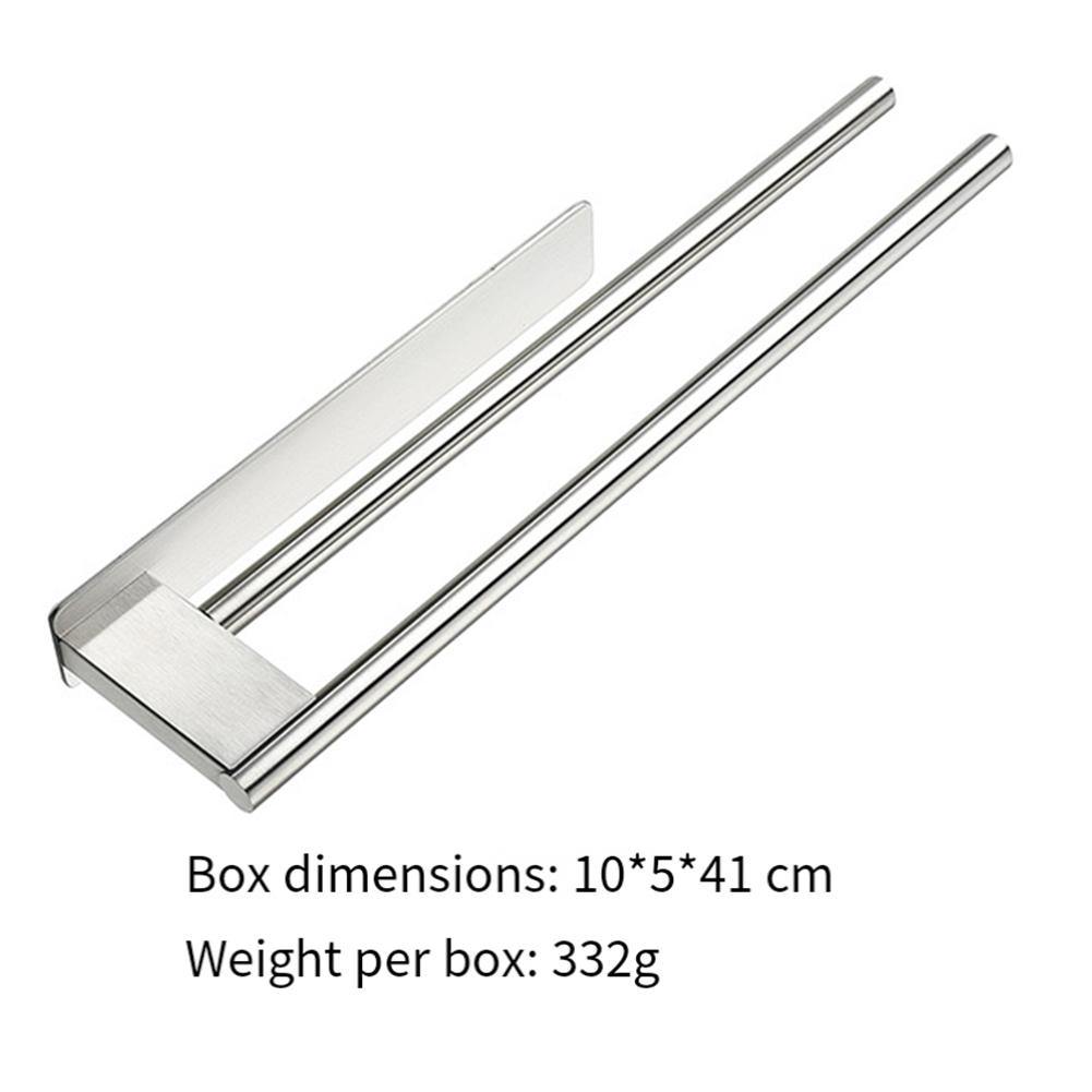 Self-Adhesive Towel Holder Stainless Steel Towel Rack Double Towel Rack Bathroom Perforated Towel Hanging Pole Bathroom Accessor