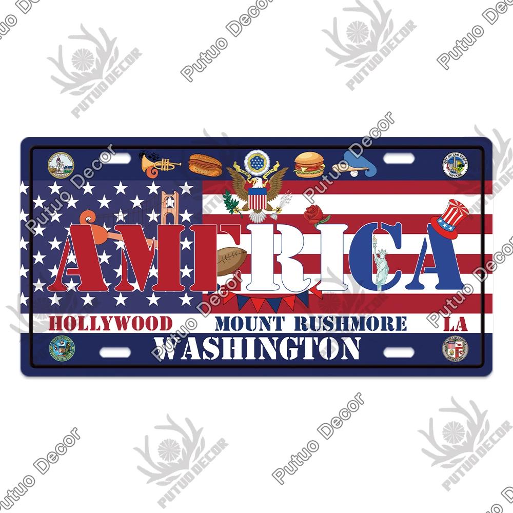 Putuo Decor Country - Themed Vintage Metal Sign with License Plate Plaque - Ideal for Bar Pub Club and Home Wall Decoration