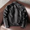 New Multi Logo Genuine Leather Jacket Men Slim Fit Biker Coat Pure Cowhide Short Trendy Outerwear