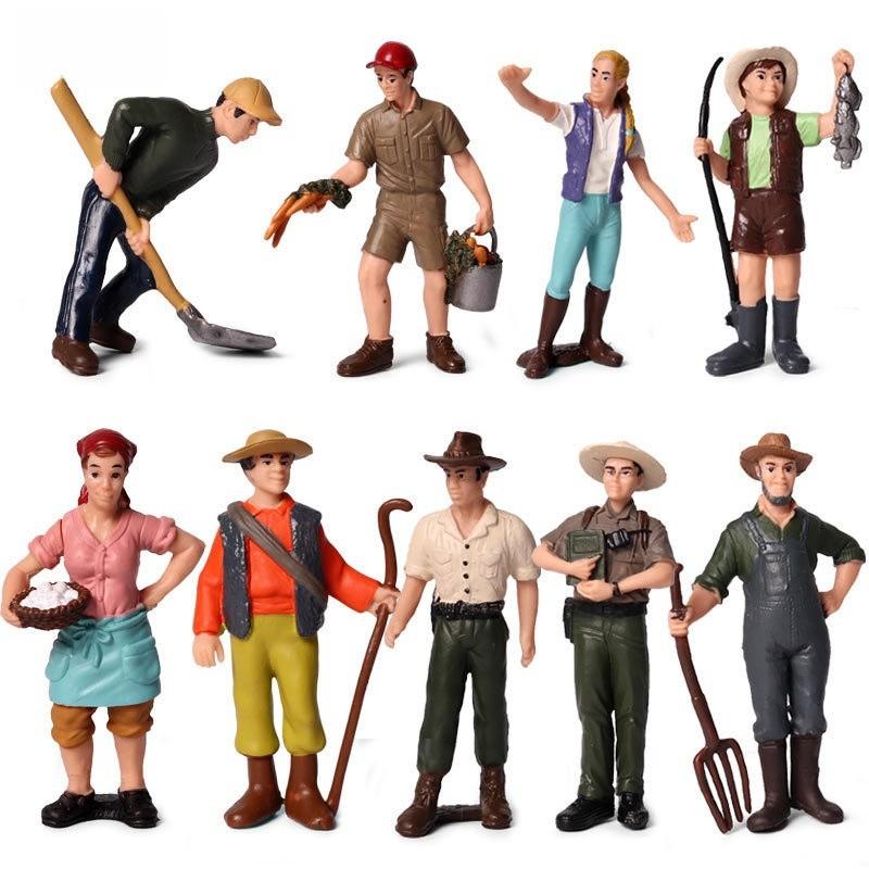Realistic Farm And Ranch Plastic Figurine Set Detailed Farmer Models