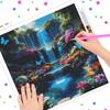 DIY Diamond Painting Canvas Kit for Adults Enchanted Waterfall Butterflies Rhinestone Craft for Stress Relief Living Room Wall Decoration Gift