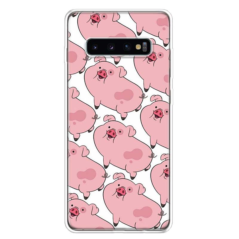 Cute PINK Pig Cartoon Cover Phone Case For Samsung Galaxy S10 Plus S20 FE S21 S22 Ultra S10E S9 S8 + S7 Edge J4 Housing Shell