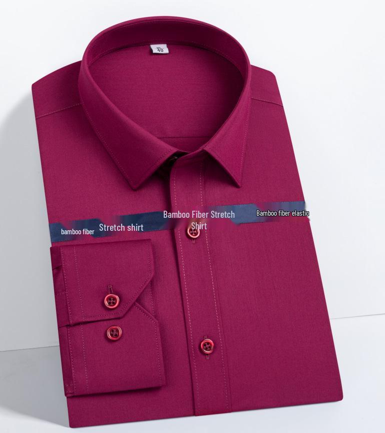 Men's Long Sleeve Bamboo Fiber Formal Shirt - White & Blue, Stretchable, Plus Size Available