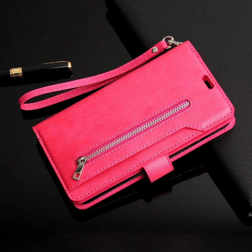Multi-Function Leather Phone Case for iPhone 14, 13 Pro, Samsung S23U with Nine-Carat Zipper