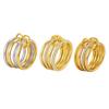 Interlocked Stackable Rings for Women,18k Gold Plated Cubic Zirconia Rings, Multi Mixed Metals Layered Rings Set Non Tarnish