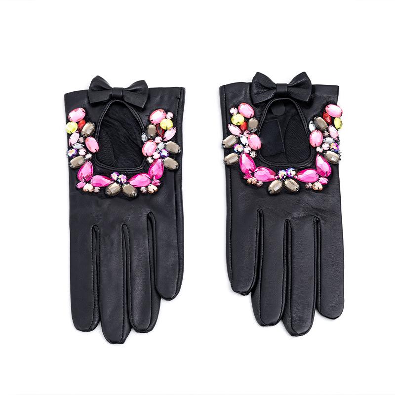Gants en Cuir Véritable Peau de Mouton pour Femme Printemps et Automne Courts Accessoires de Mode et Vêtements