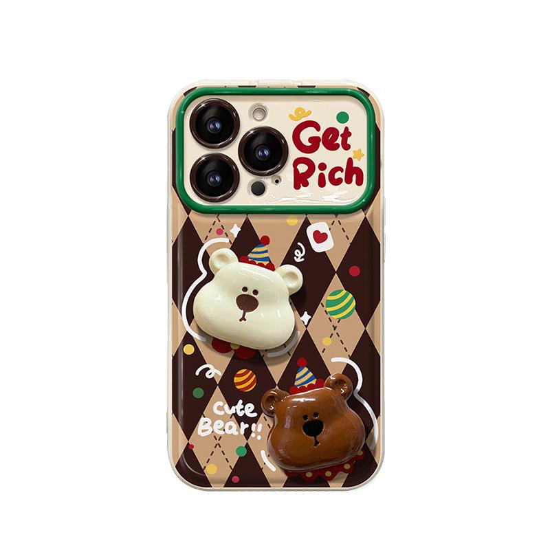 Applicable To Apple 15pro Mobile Phone Case Iphone14/13 Diamond Christmas Bear Doll 11/12 Flip Mirror X