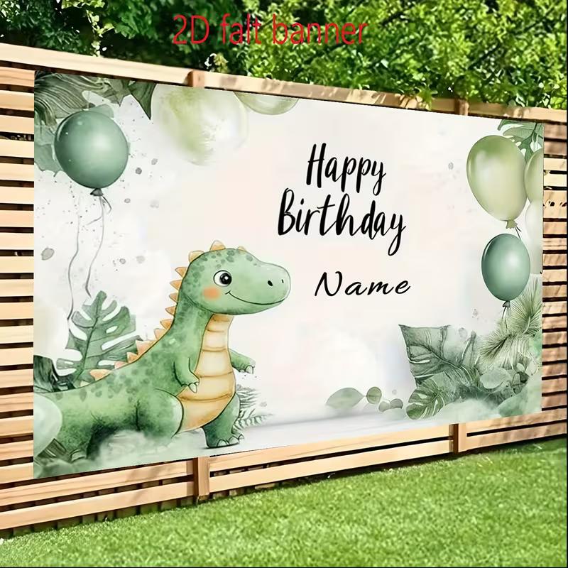 

Personalized Dinosaur Birthday Banner Watercolor Style Green Dino Photo Booth Backdrop for Kids 47.2x31.5inch/120*80cm