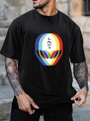 Kolorowa Nakładana Koszulka Męska z Nadrukiem 3D Czaszki Letnia Codzienna Męska Casualowa Koszulka z Krótkim Rękawem Miejska Streetowa Męska Moda Koszulka