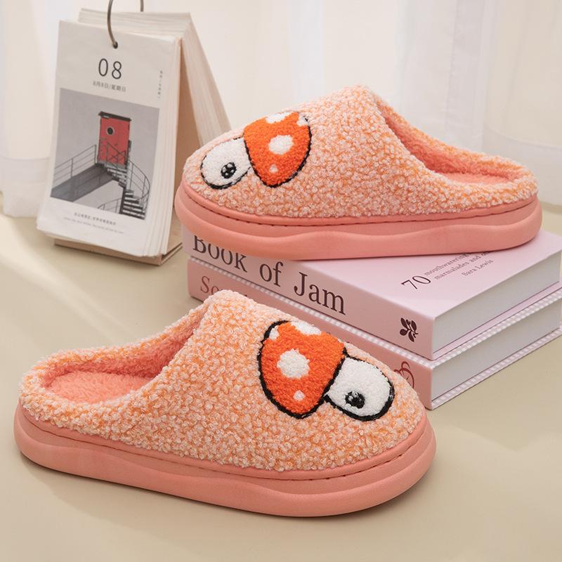 Home Cotton Slippers Warm In Autumn and Winter Thick Bottom Non-slip Piled Foot Warmer Indoor Household Plush Slippers