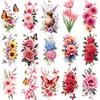 9pcs Temporary Tattoo Waterproof Long-lasting Body Stickers Sunflowers Dahlias Butterflies For Adult Shoulders Back