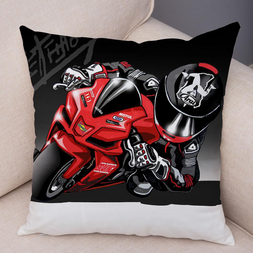 Capa de almofada para esportes radicais, capa decorativa de desenho animado para motocicleta, fronha de poliéster, cor móvel, bicicleta, sofá, casa, carro