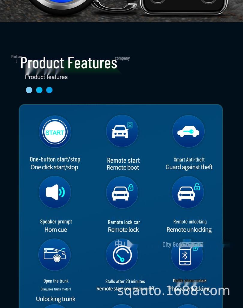 12V Car Remote Start & Anti-Theft System with Bluetooth App Control