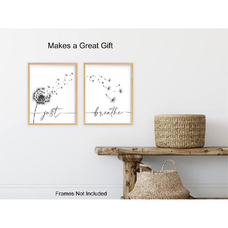 Just Breathe Poster Set 11x14 - Positive Quotes Wall Decor - Encouragement Gifts for Women - pirational Quotes Wall Art & Decor - Uplifting Gift for