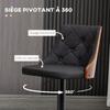Set of 2 Height-Adjustable Bar Stools 360 Degrees Swivel with Footrest, Tufted Fabric