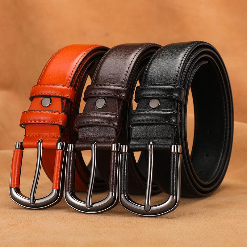 Leather Belt Men'S Alloy Pin Buckle Belt Cowhide Business Casual Belt