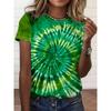 Multicolor floral printed T-shirt, casual street style, high-end top women's clothing, short-sleeve T-shirt for 2025.