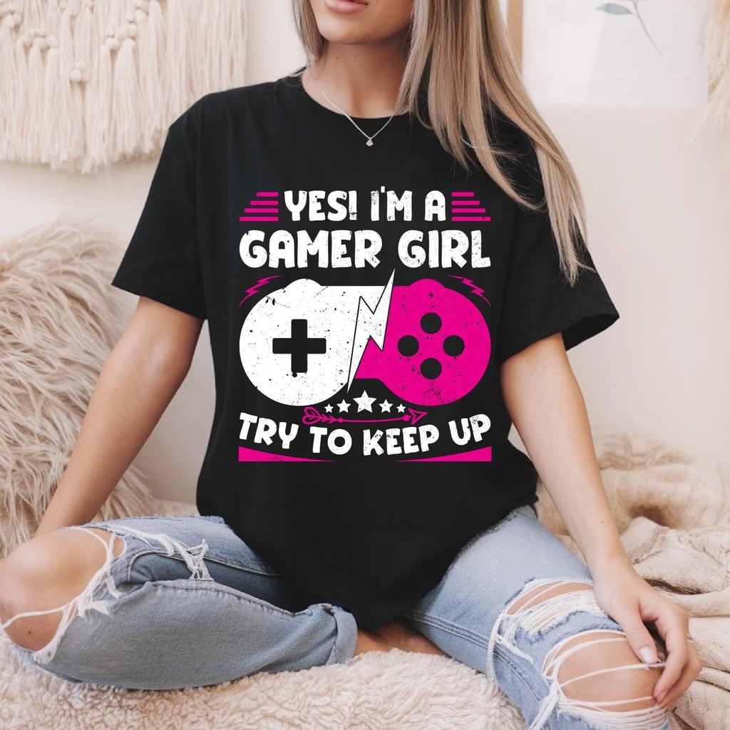 Cool Female Gaming Controller Retro Gaming Girl Video Gamer Unisex T- Shirt