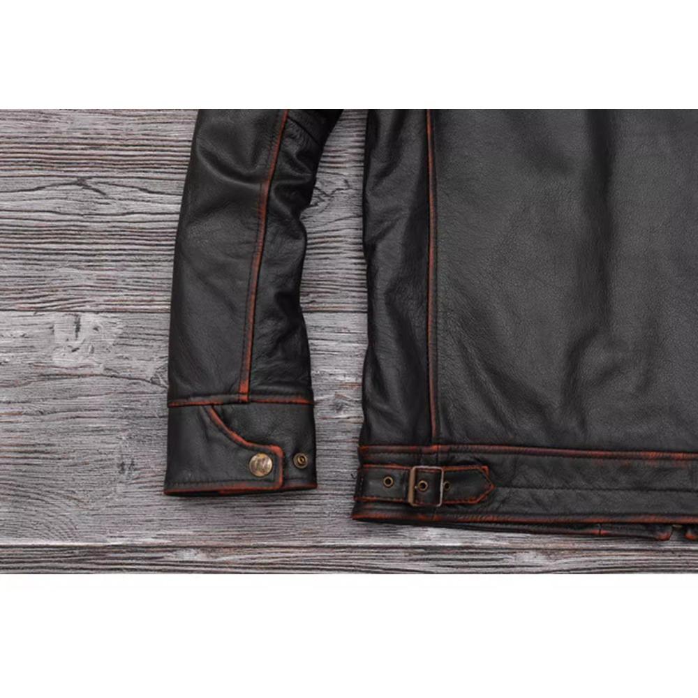 Chinese Size Genuine Cowhide Leather Men Leather Jacket Jackets Hand Edged Coat Men Leather Jacket Autumn